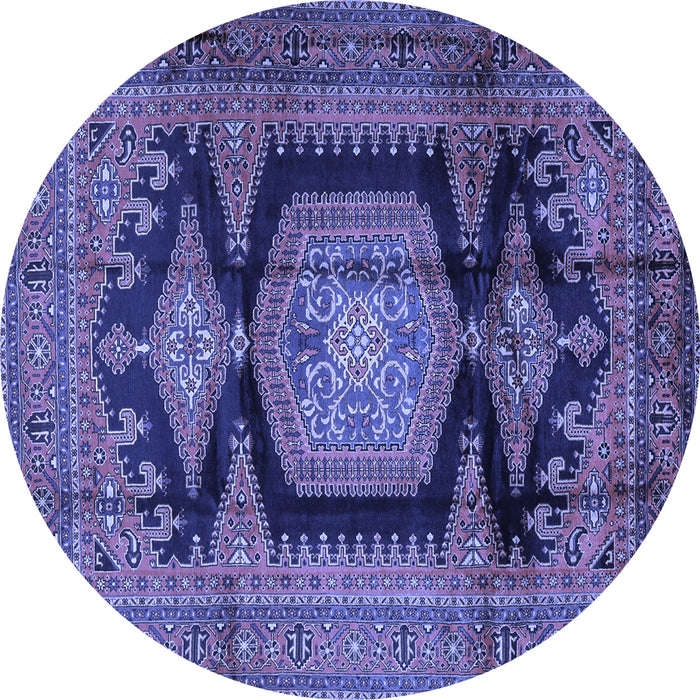 Round Persian Blue Traditional Rug, tr2578blu