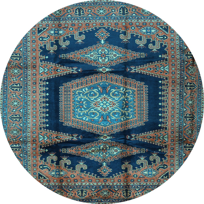 Round Machine Washable Persian Light Blue Traditional Rug, wshtr2578lblu