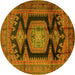 Round Persian Yellow Traditional Rug, tr2578yw