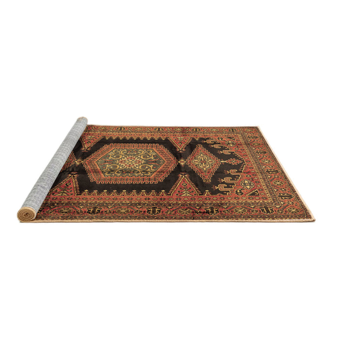 Sideview of Machine Washable Persian Brown Traditional Rug, wshtr2578brn