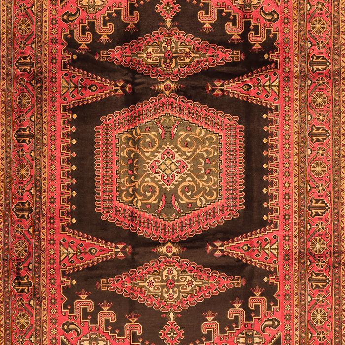 Serging Thickness of Machine Washable Persian Orange Traditional Area Rugs, wshtr2578org
