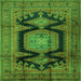 Round Machine Washable Persian Green Traditional Area Rugs, wshtr2578grn