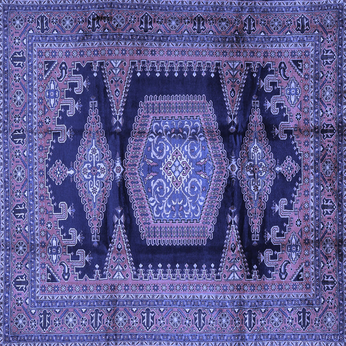 Square Machine Washable Persian Blue Traditional Rug, wshtr2578blu