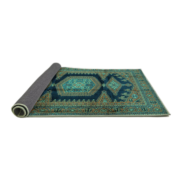 Sideview of Persian Turquoise Traditional Rug, tr2578turq