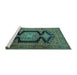 Sideview of Machine Washable Persian Turquoise Traditional Area Rugs, wshtr2578turq