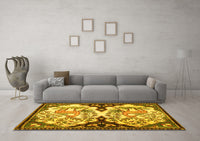 Machine Washable Persian Yellow Traditional Rug, wshtr2579yw