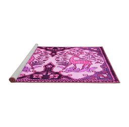 Sideview of Machine Washable Persian Pink Traditional Rug, wshtr2579pnk