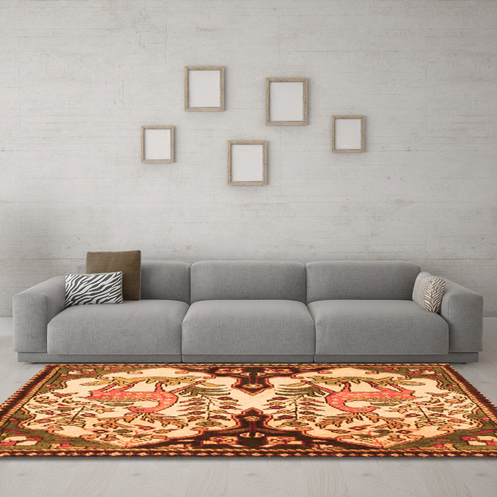 Machine Washable Persian Orange Traditional Area Rugs in a Living Room, wshtr2579org
