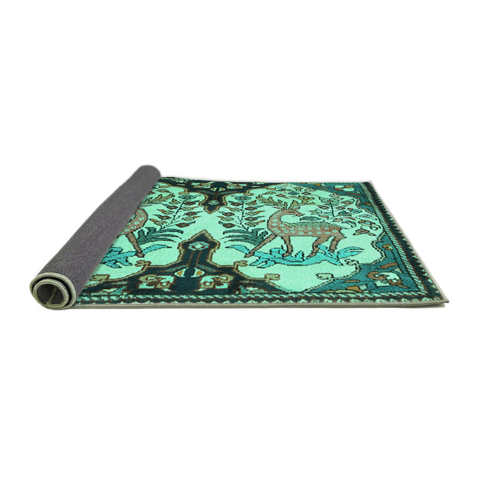 Sideview of Persian Turquoise Traditional Rug, tr2579turq