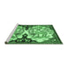 Sideview of Machine Washable Persian Emerald Green Traditional Area Rugs, wshtr2579emgrn