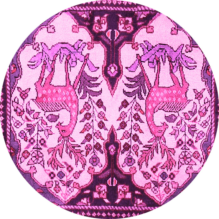 Round Persian Pink Traditional Rug, tr2579pnk