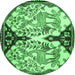 Round Persian Emerald Green Traditional Rug, tr2579emgrn