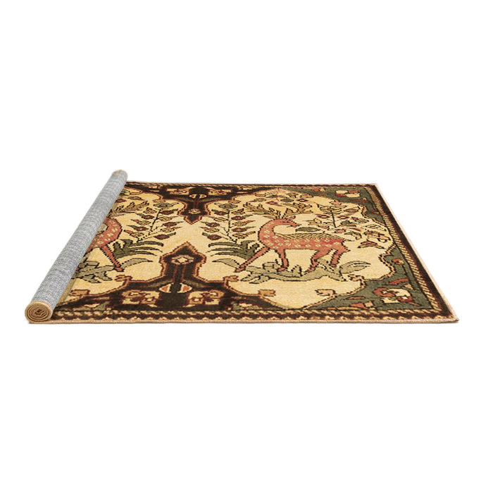 Sideview of Machine Washable Persian Brown Traditional Rug, wshtr2579brn