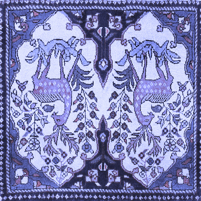 Square Machine Washable Persian Blue Traditional Rug, wshtr2579blu