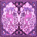 Square Machine Washable Persian Purple Traditional Area Rugs, wshtr2579pur