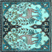 Square Machine Washable Persian Light Blue Traditional Rug, wshtr2579lblu