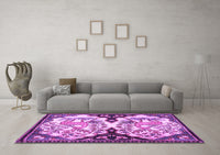 Machine Washable Persian Purple Traditional Rug, wshtr2579pur