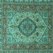 Square Medallion Turquoise Traditional Rug, tr257turq