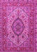 Machine Washable Medallion Pink Traditional Rug, wshtr257pnk