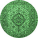 Round Medallion Emerald Green Traditional Rug, tr257emgrn