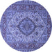 Round Medallion Blue Traditional Rug, tr257blu