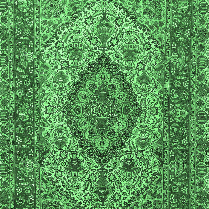 Machine Washable Medallion Emerald Green Traditional Area Rugs, wshtr257emgrn