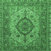 Square Machine Washable Medallion Emerald Green Traditional Area Rugs, wshtr257emgrn