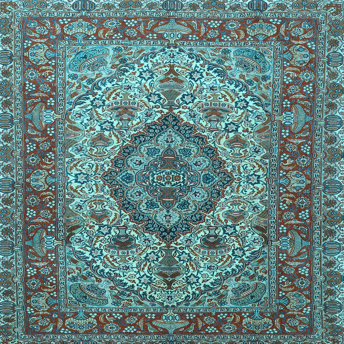 Square Medallion Light Blue Traditional Rug, tr257lblu