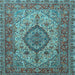 Square Medallion Light Blue Traditional Rug, tr257lblu