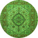 Square Medallion Green Traditional Rug, tr257grn