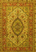 Machine Washable Medallion Yellow Traditional Rug, wshtr257yw