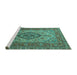 Sideview of Machine Washable Medallion Turquoise Traditional Area Rugs, wshtr257turq