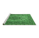 Sideview of Machine Washable Medallion Emerald Green Traditional Area Rugs, wshtr257emgrn