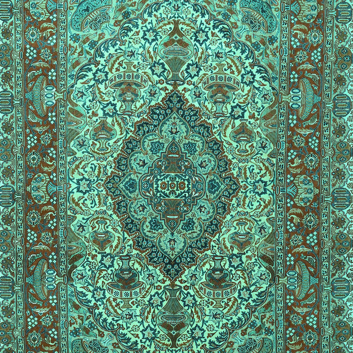 Machine Washable Medallion Turquoise Traditional Area Rugs, wshtr257turq