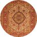 Square Medallion Orange Traditional Rug, tr257org