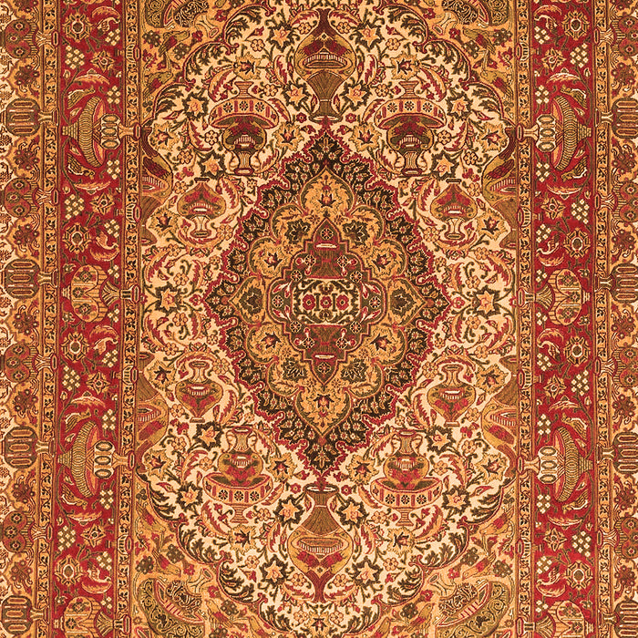 Serging Thickness of Machine Washable Medallion Orange Traditional Area Rugs, wshtr257org