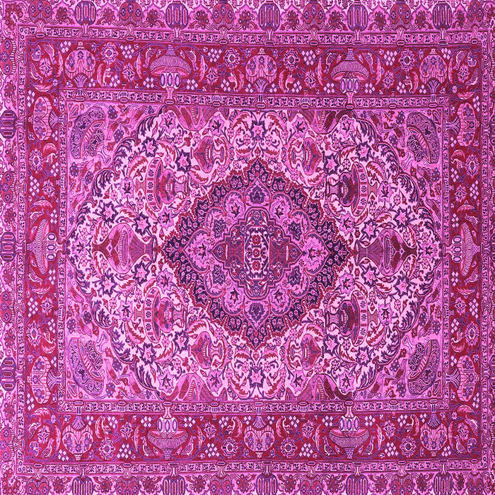 Square Machine Washable Medallion Pink Traditional Rug, wshtr257pnk