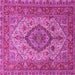 Square Machine Washable Medallion Pink Traditional Rug, wshtr257pnk