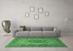 Machine Washable Medallion Emerald Green Traditional Area Rugs in a Living Room,, wshtr257emgrn