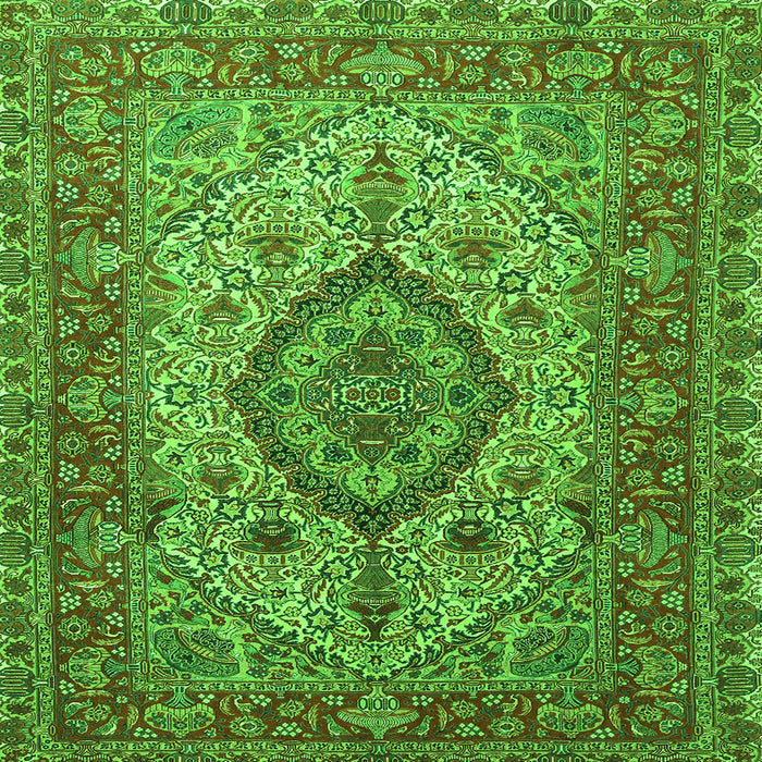 Serging Thickness of Medallion Green Traditional Rug, tr257grn
