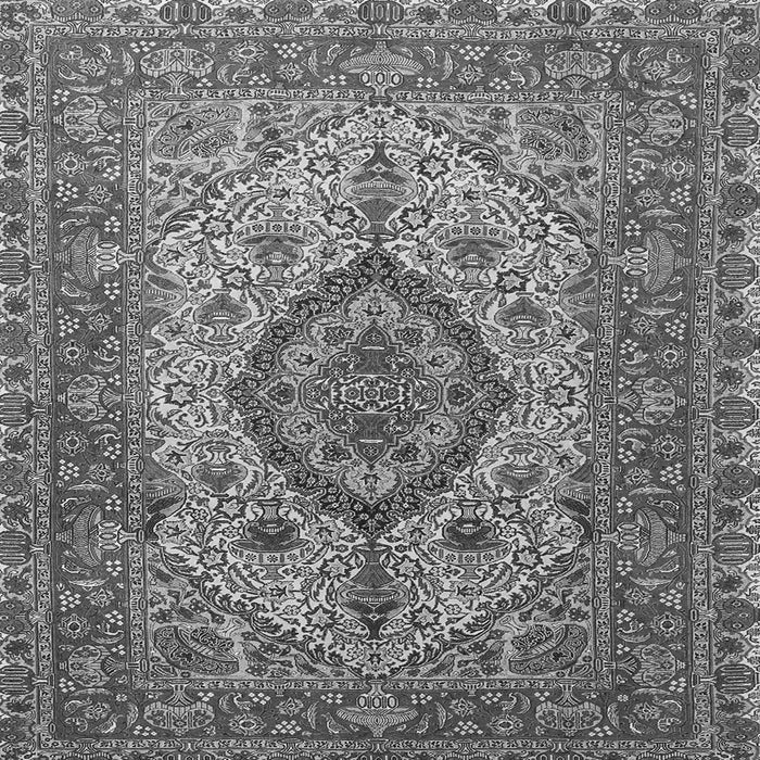 Round Machine Washable Medallion Gray Traditional Rug, wshtr257gry