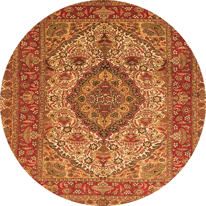 Machine Washable Medallion Orange Traditional Area Rugs, wshtr257org