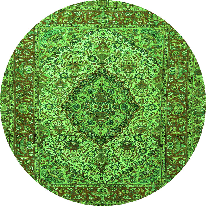 Machine Washable Medallion Green Traditional Area Rugs, wshtr257grn