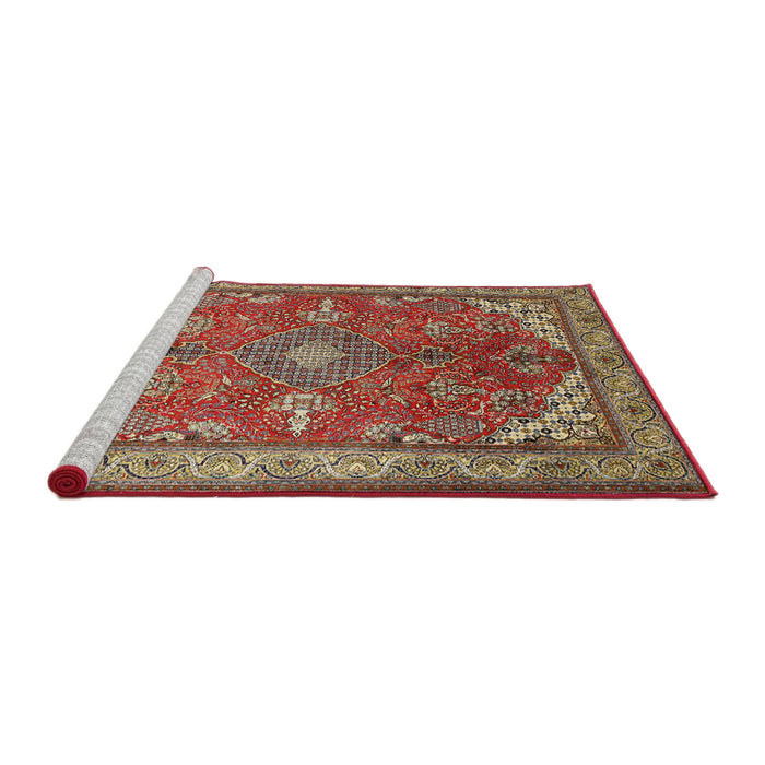 Sideview of Machine Washable Traditional Tomato Red Rug, wshtr258