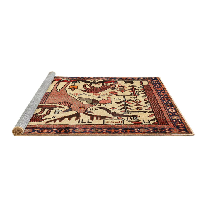 Sideview of Machine Washable Traditional Saffron Red Rug, wshtr2580