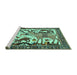 Sideview of Machine Washable Animal Turquoise Traditional Area Rugs, wshtr2580turq