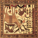 Square Animal Brown Traditional Rug, tr2580brn