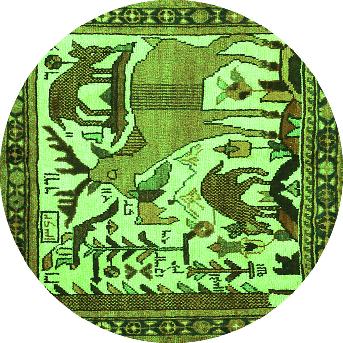 Machine Washable Animal Green Traditional Area Rugs, wshtr2580grn