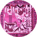 Round Animal Pink Traditional Rug, tr2580pnk