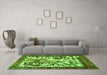 Machine Washable Animal Green Traditional Area Rugs in a Living Room,, wshtr2580grn